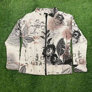 VTG Katina Marie women’s floral print zip up bedazzled preppy jacket size L
